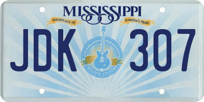 MS license plate JDK307