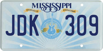 MS license plate JDK309