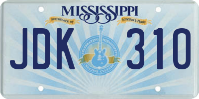MS license plate JDK310