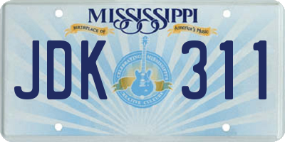 MS license plate JDK311