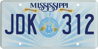 MS license plate JDK312