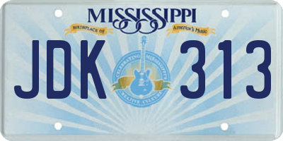 MS license plate JDK313