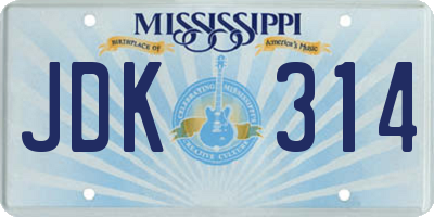 MS license plate JDK314