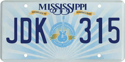 MS license plate JDK315