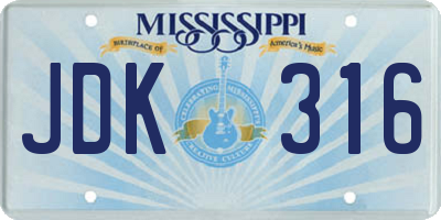 MS license plate JDK316