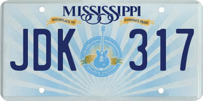 MS license plate JDK317