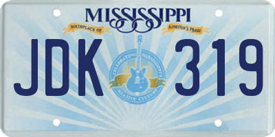 MS license plate JDK319