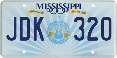 MS license plate JDK320