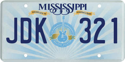 MS license plate JDK321