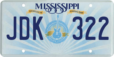 MS license plate JDK322
