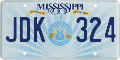 MS license plate JDK324