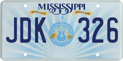 MS license plate JDK326