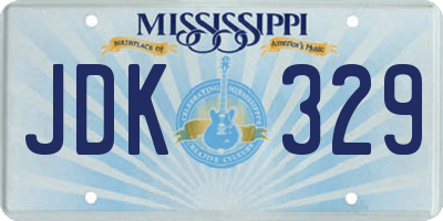 MS license plate JDK329