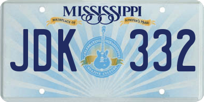 MS license plate JDK332
