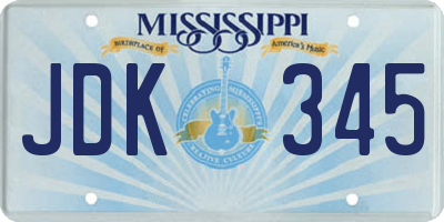 MS license plate JDK345