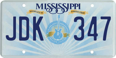 MS license plate JDK347