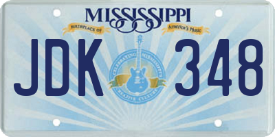 MS license plate JDK348