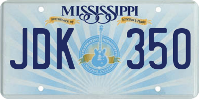 MS license plate JDK350