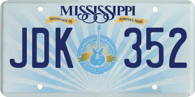 MS license plate JDK352