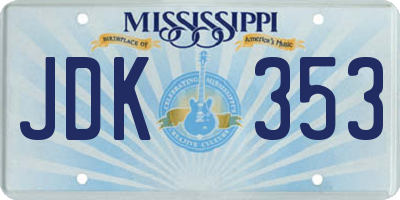 MS license plate JDK353