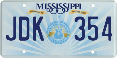 MS license plate JDK354