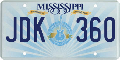 MS license plate JDK360