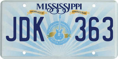 MS license plate JDK363