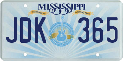MS license plate JDK365