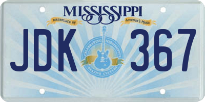 MS license plate JDK367