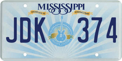 MS license plate JDK374