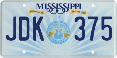 MS license plate JDK375