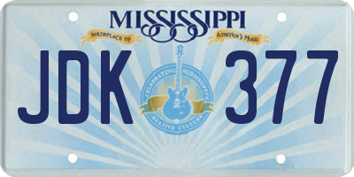 MS license plate JDK377