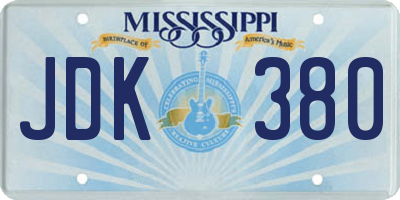 MS license plate JDK380