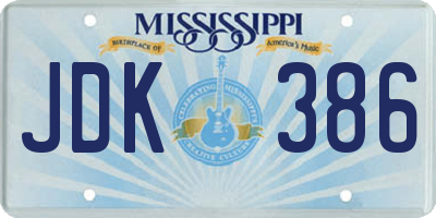 MS license plate JDK386