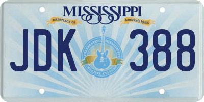 MS license plate JDK388
