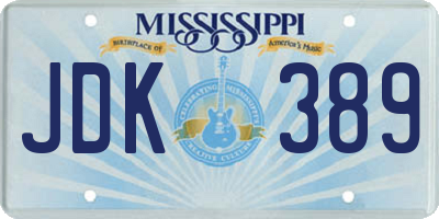 MS license plate JDK389