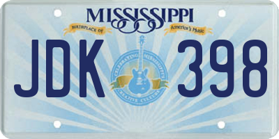 MS license plate JDK398
