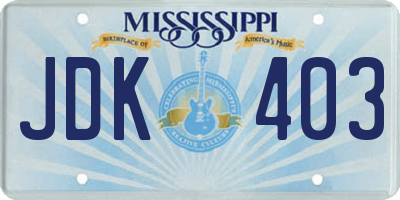 MS license plate JDK403
