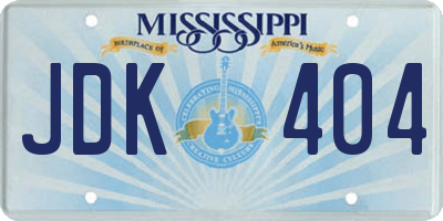 MS license plate JDK404