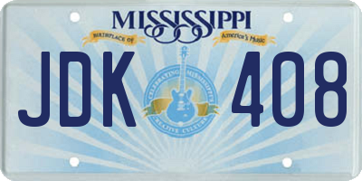 MS license plate JDK408