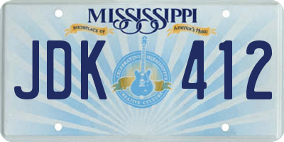 MS license plate JDK412