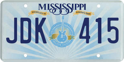 MS license plate JDK415