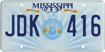 MS license plate JDK416