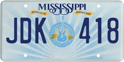 MS license plate JDK418