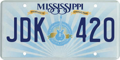 MS license plate JDK420