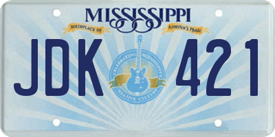 MS license plate JDK421