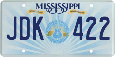 MS license plate JDK422