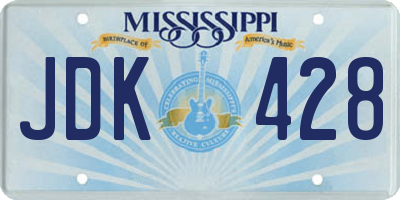 MS license plate JDK428