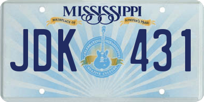 MS license plate JDK431