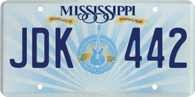 MS license plate JDK442